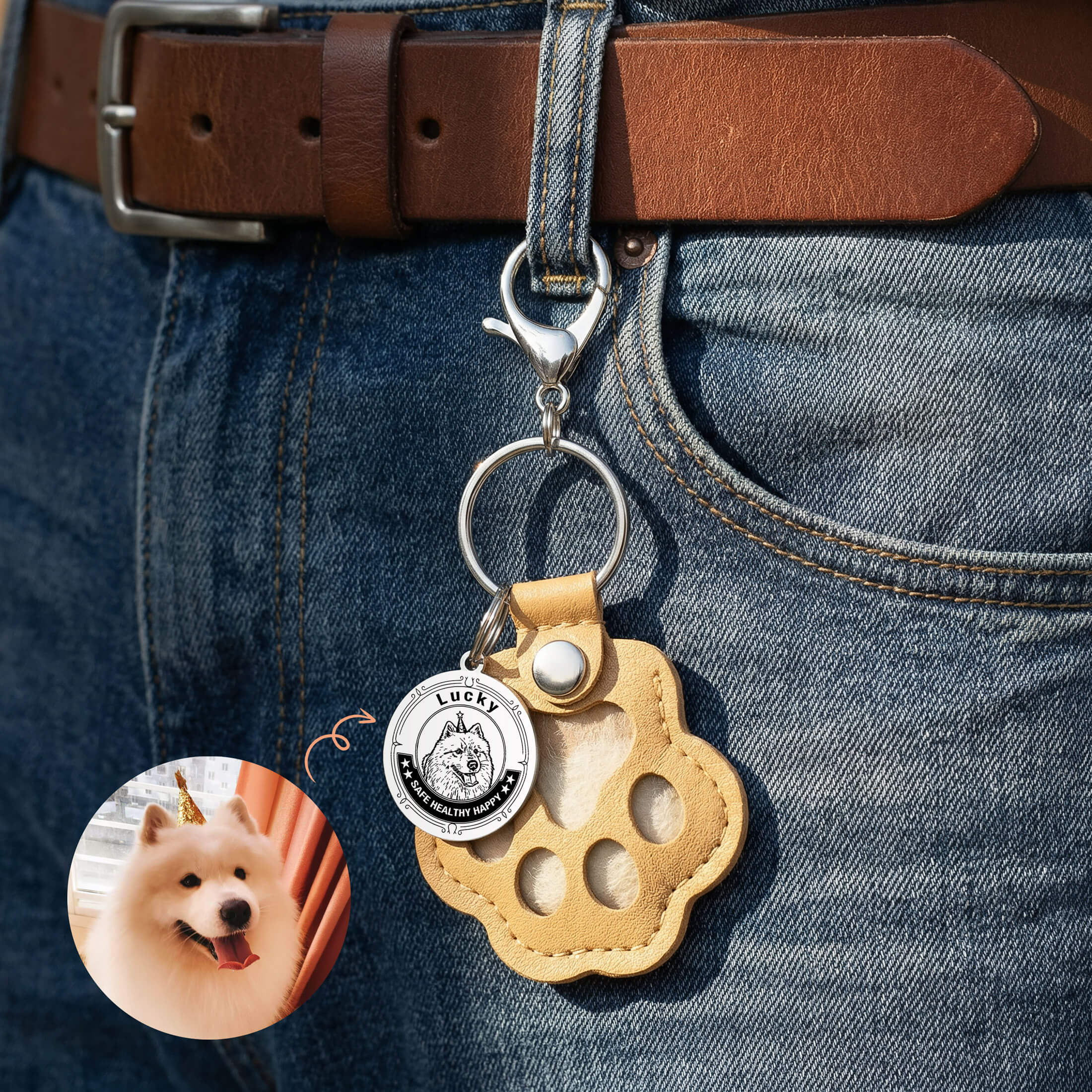 Custom Pet Portrait Hair Keepsake Keychain