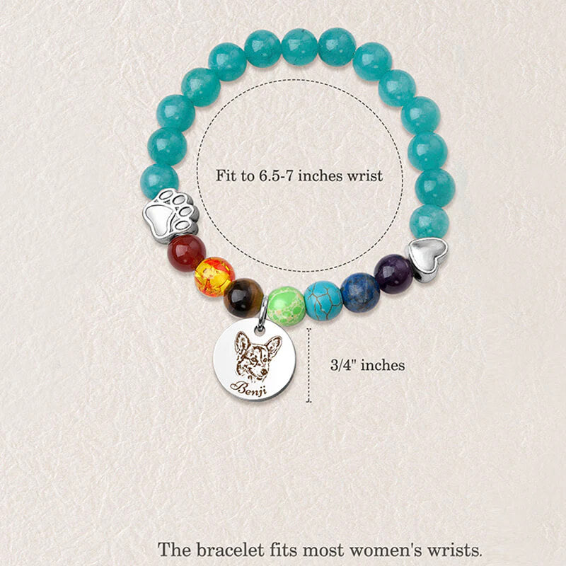 Pet Portrait Memorial Gift - Custom Rainbow Bridge Bracelet Pet Loss Sympathy Gift