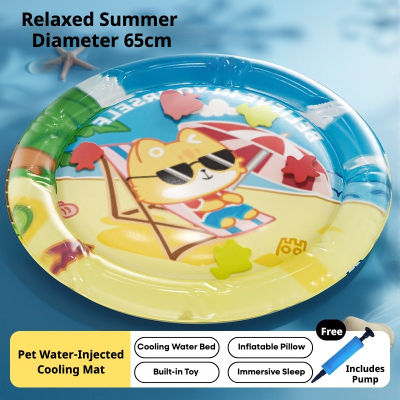 Water-Filled Pet Cooling Mat with Built-in Toys