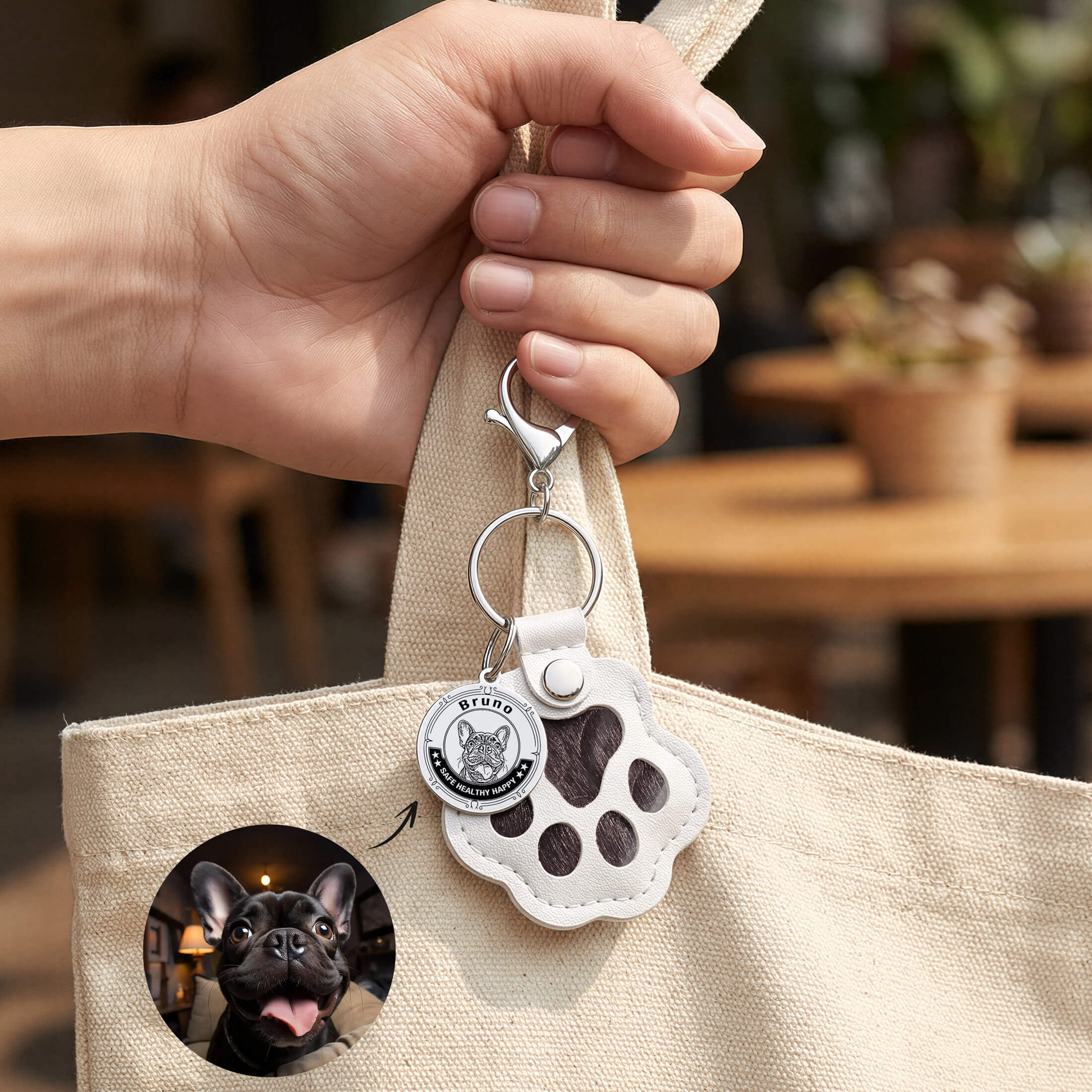 Custom Pet Portrait Hair Keepsake Keychain