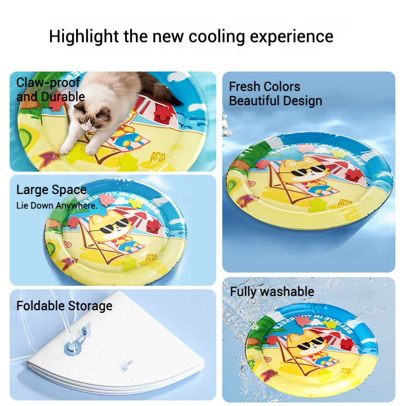 Water-Filled Pet Cooling Mat with Built-in Toys