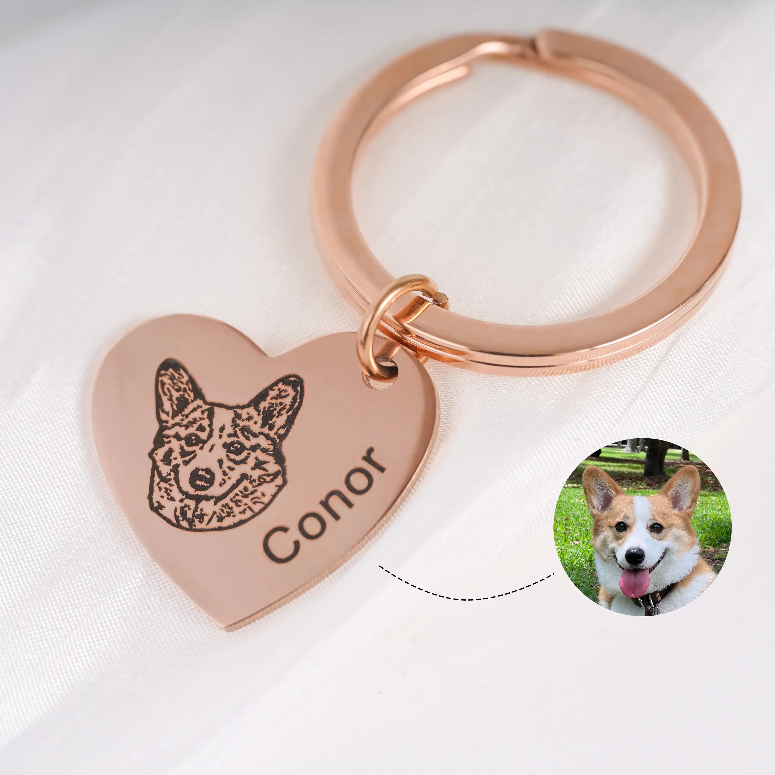 Porte-clés cœur pour animaux de compagnie