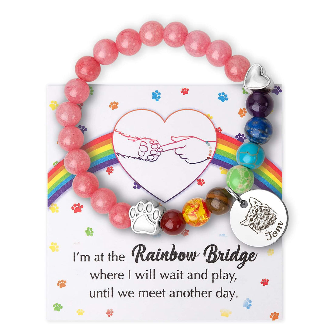 Custom Pet Portrait Rainbow Bridge Bracelet – A Gentle Way to Remember Your Pet