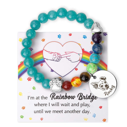 Pet Portrait Memorial Gift - Custom Rainbow Bridge Bracelet Pet Loss Sympathy Gift