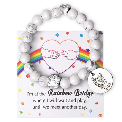 Pet Portrait Memorial Gift - Custom Rainbow Bridge Bracelet Pet Loss Sympathy Gift