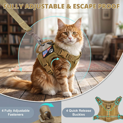 Escape-Proof Tactical Cat Harness and Leash Set