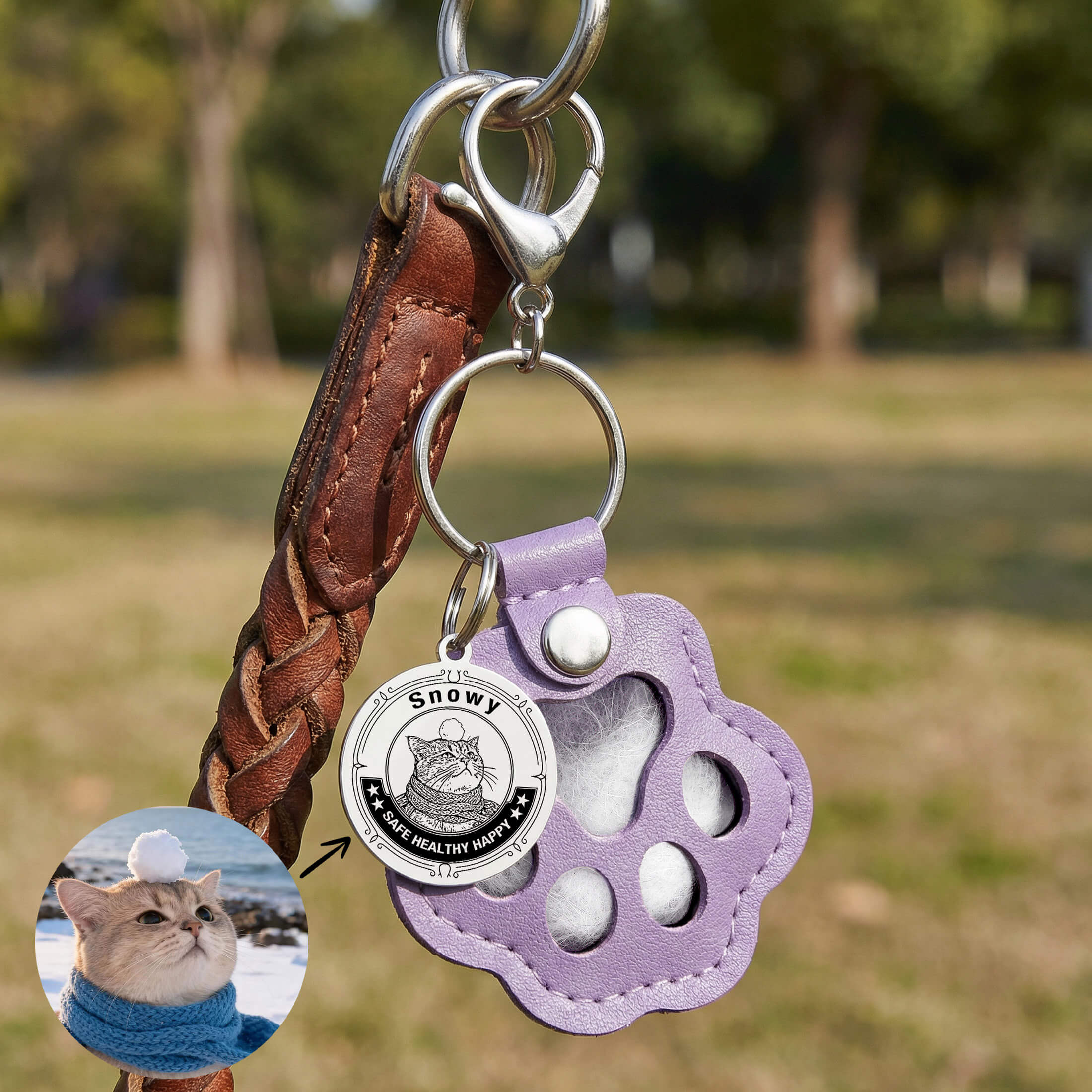 Custom Pet Portrait Hair Keepsake Keychain
