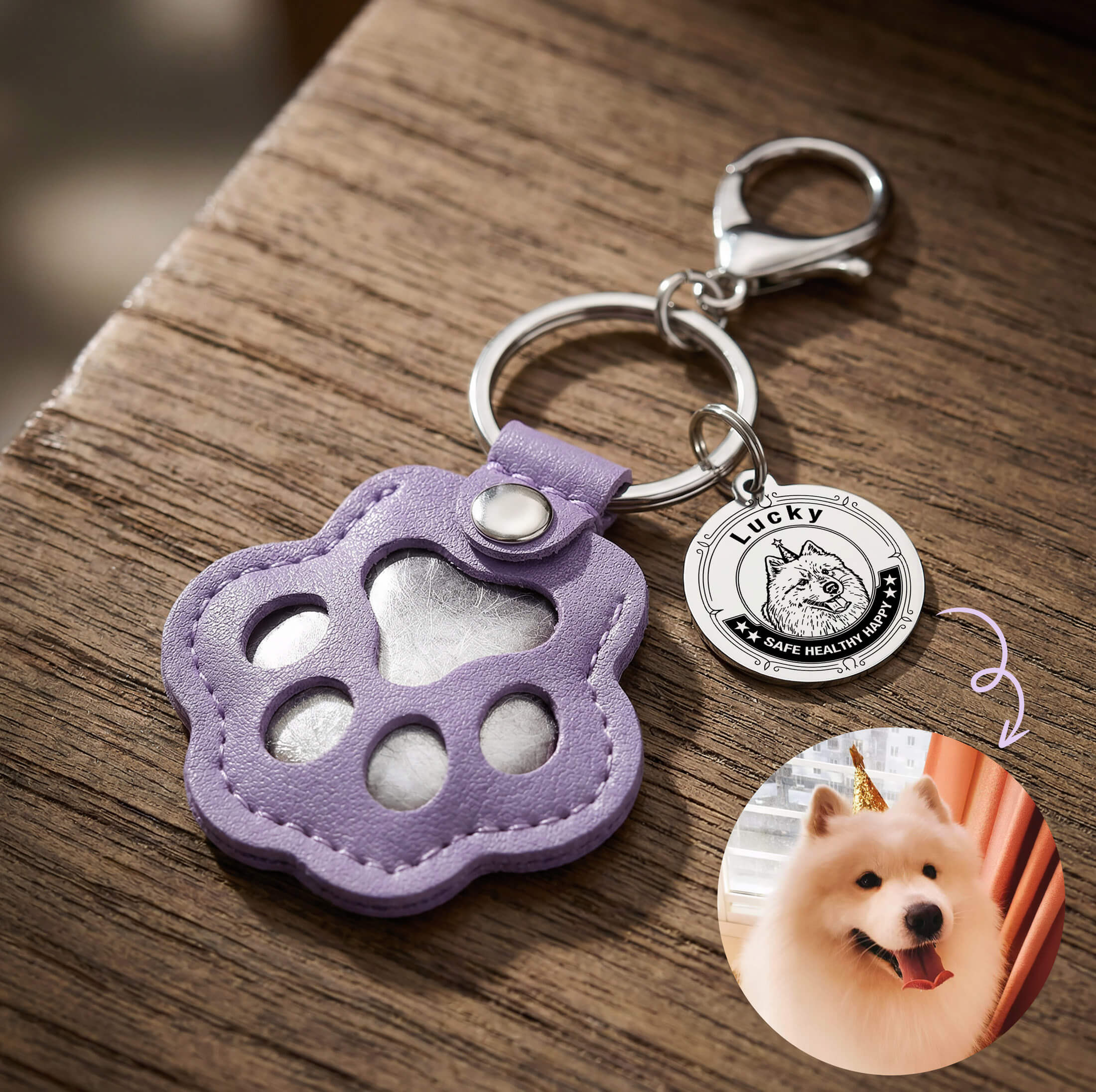 Custom Pet Portrait Hair Keepsake Keychain