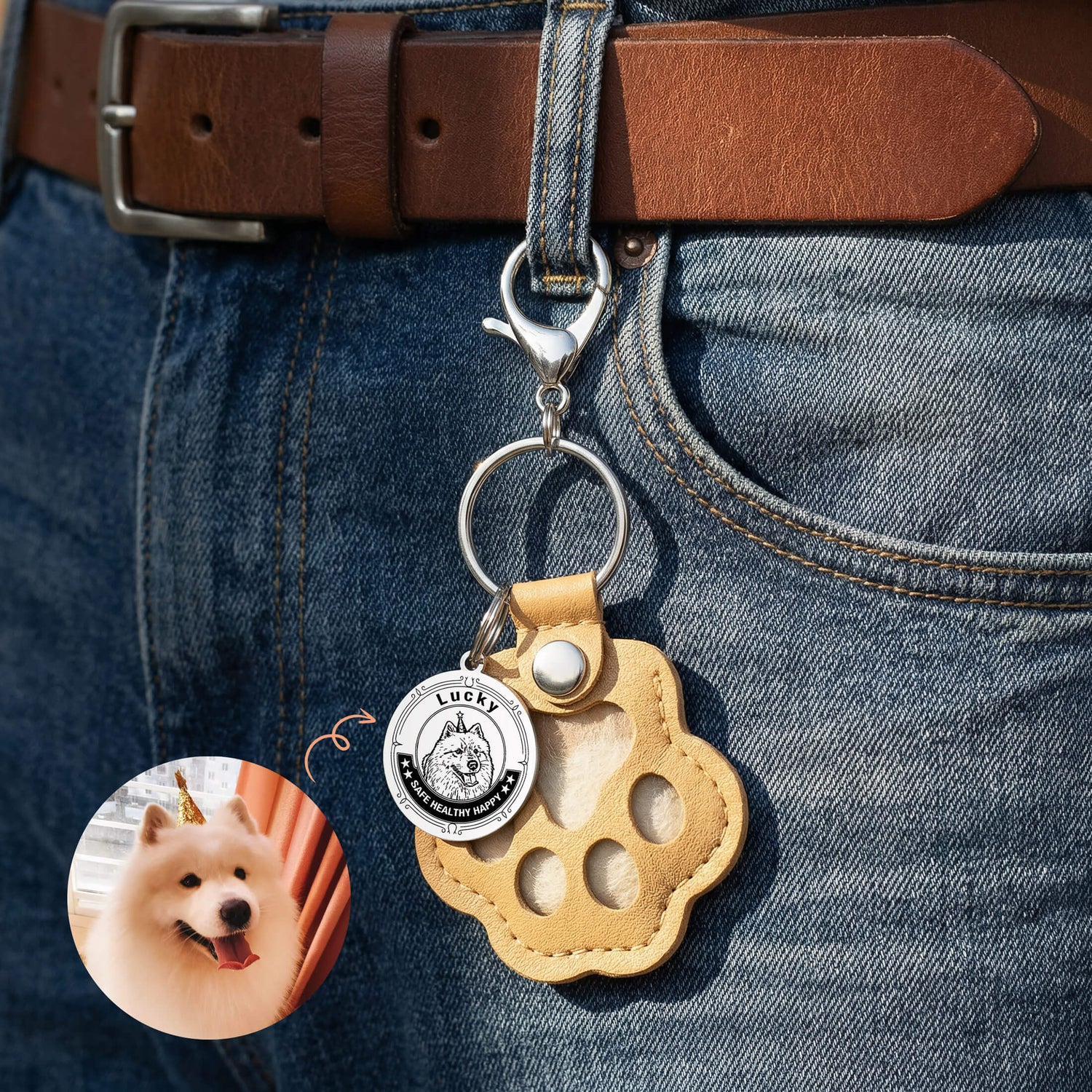 Custom Pet Portrait Hair Keepsake Keychain
