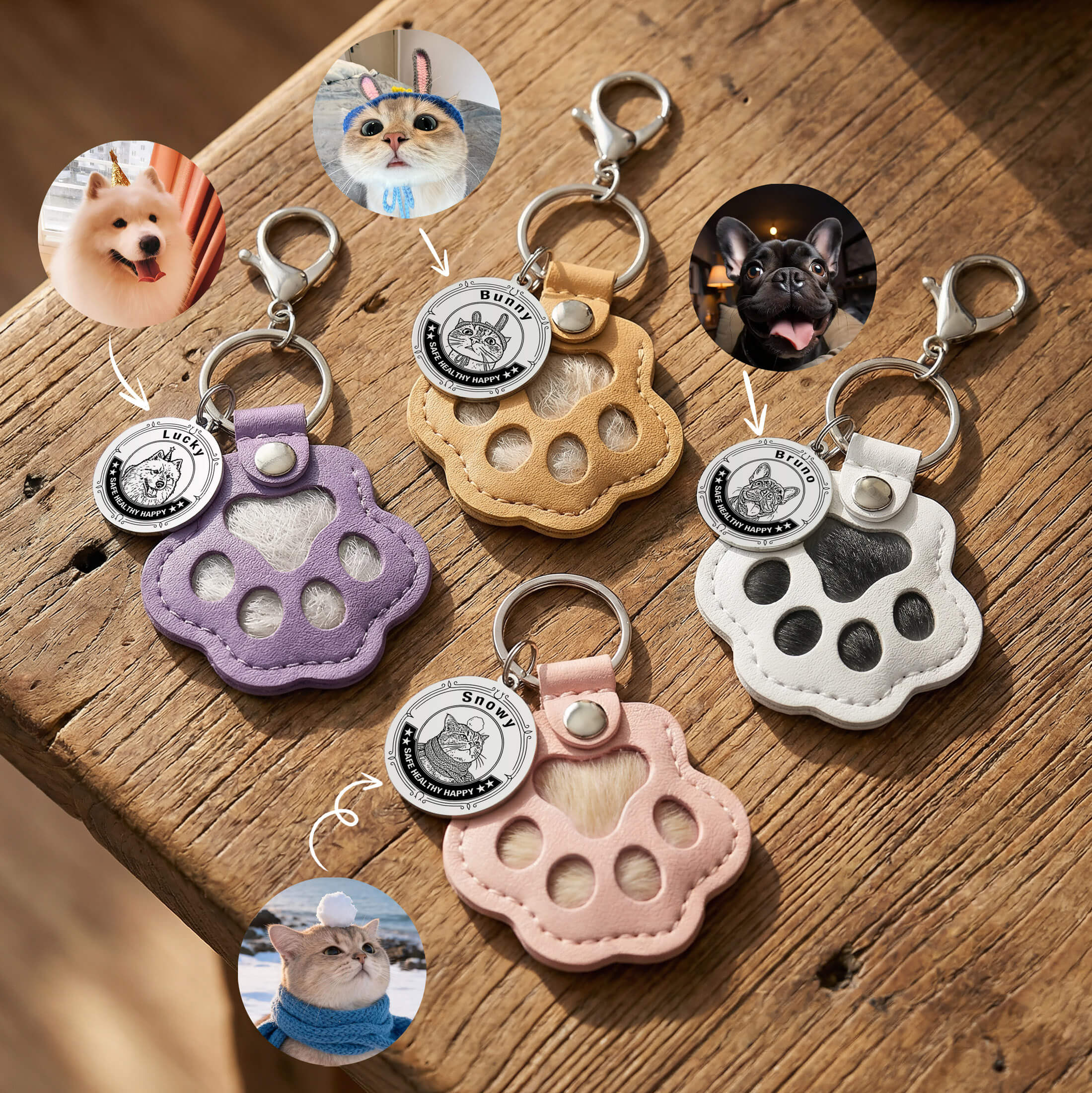 Custom Pet Portrait Hair Keepsake Keychain