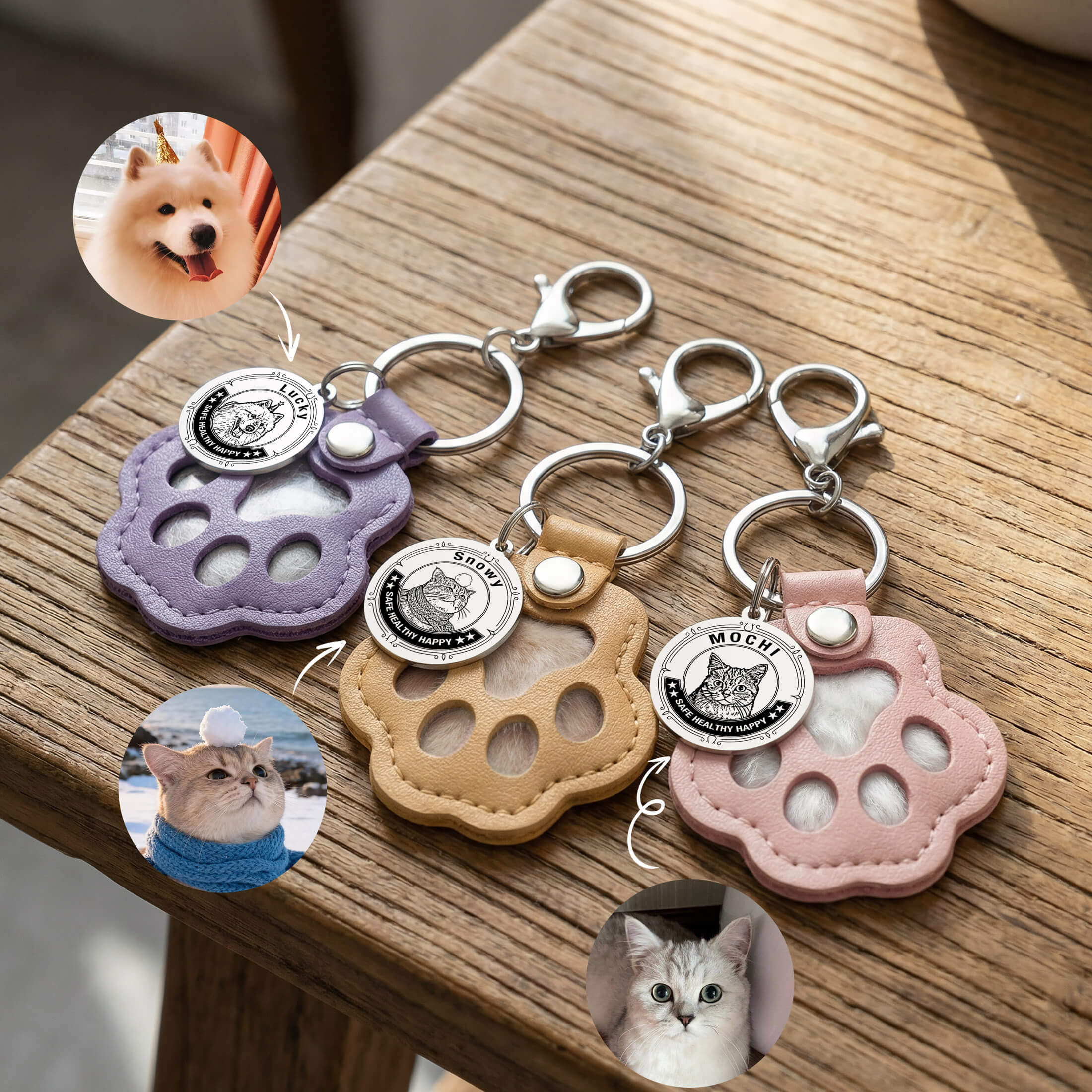 Custom Pet Portrait Hair Keepsake Keychain