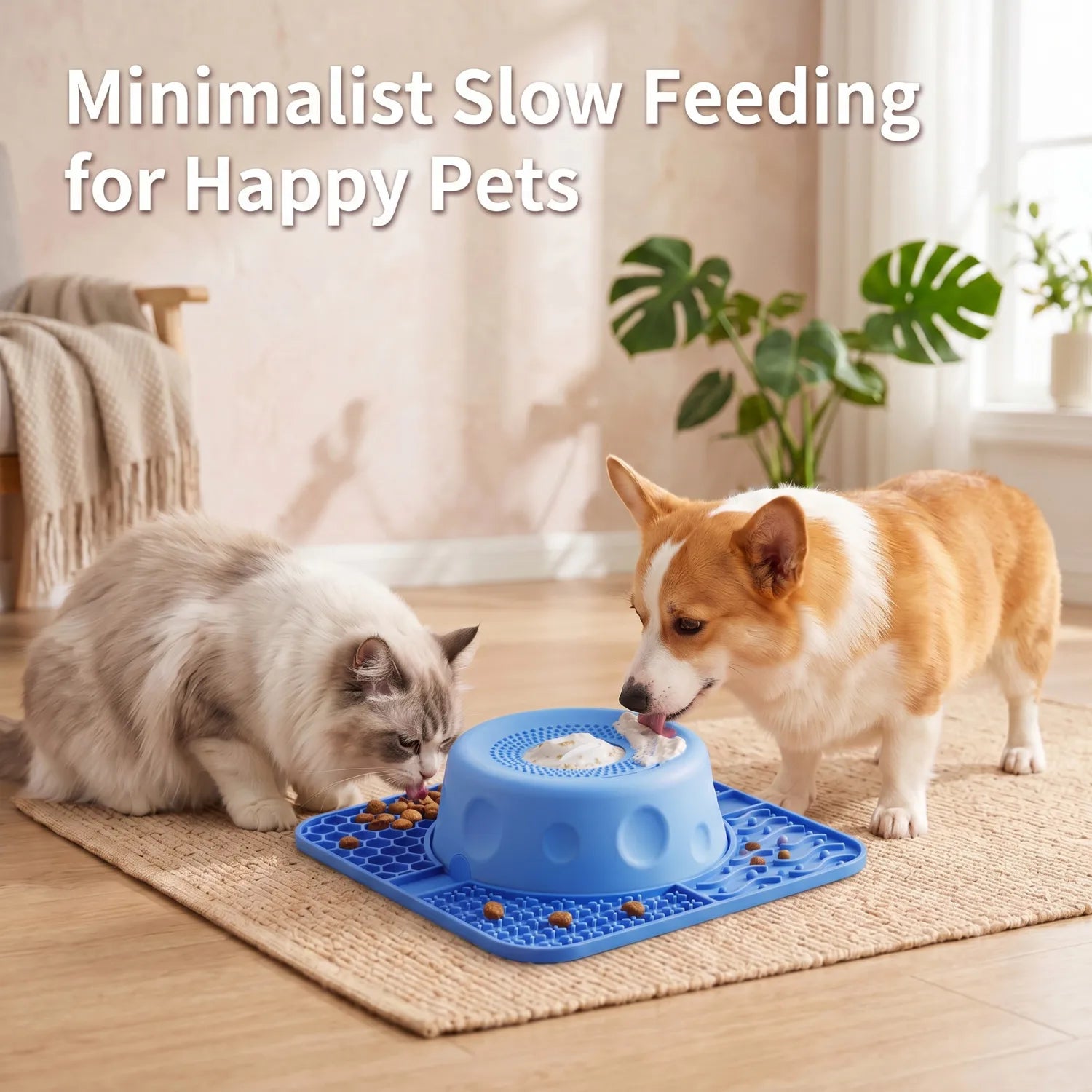 Anxiety-Relief Pet Lick Mat and Slow Feeder Bowl