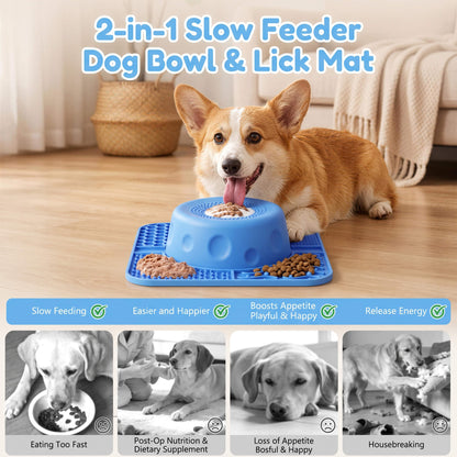 Anxiety-Relief Pet Lick Mat and Slow Feeder Bowl