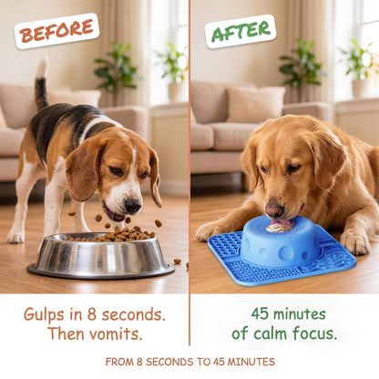 Anxiety-Relief Pet Lick Mat and Slow Feeder Bowl