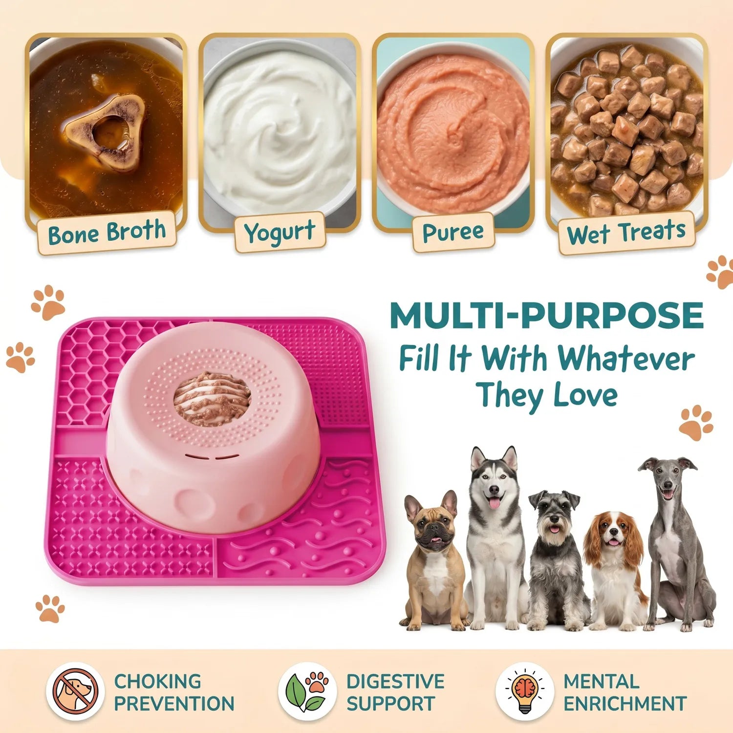 Anxiety-Relief Pet Lick Mat and Slow Feeder Bowl