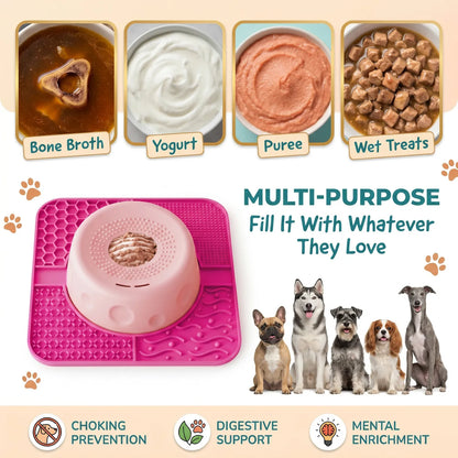 Anxiety-Relief Pet Lick Mat and Slow Feeder Bowl