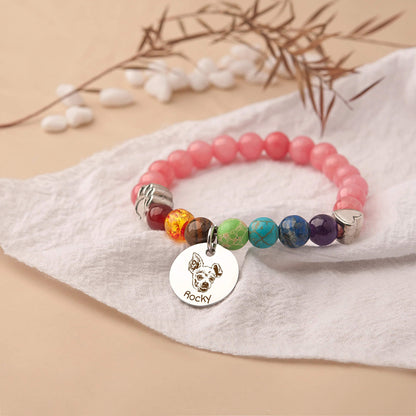 Pet Portrait Memorial Gift - Custom Rainbow Bridge Bracelet Pet Loss Sympathy Gift