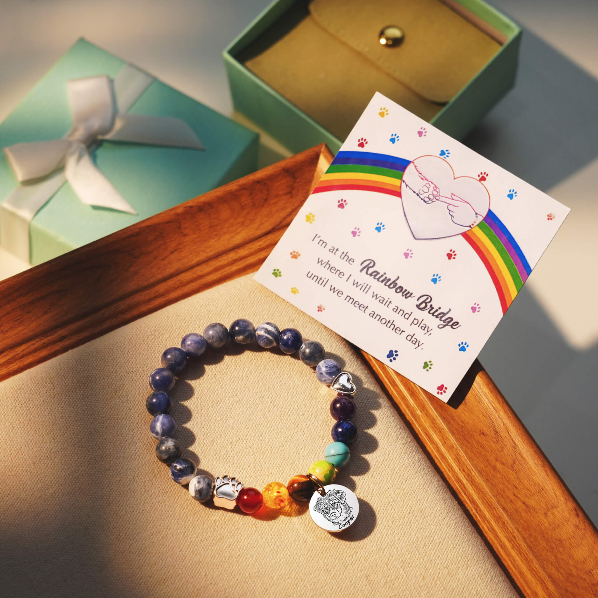 Custom Pet Portrait Rainbow Bridge Bracelet – A Gentle Way to Remember Your Pet 🐾