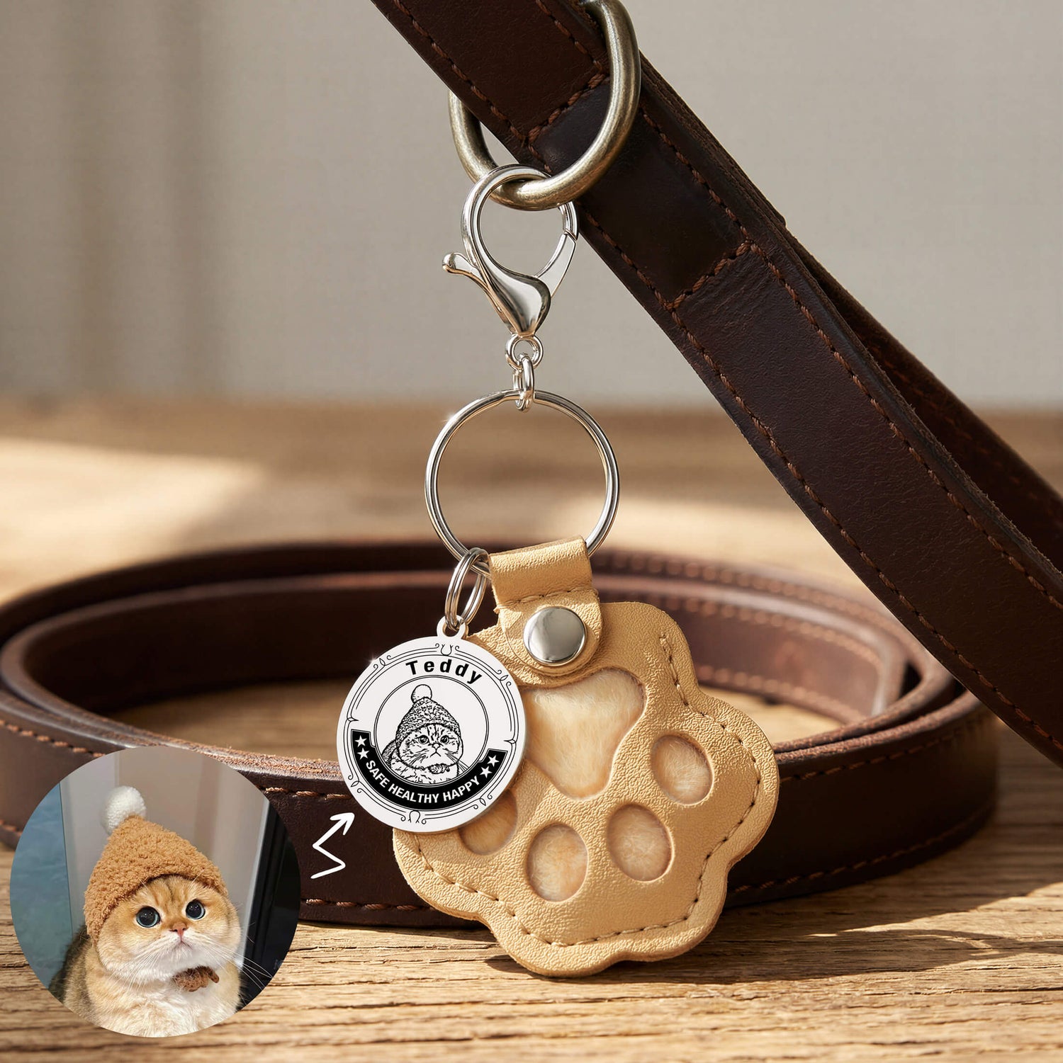 Custom Pet Portrait Hair Keepsake Keychain