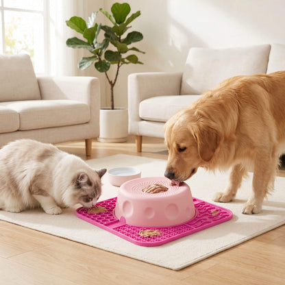 Anxiety-Relief Pet Lick Mat and Slow Feeder Bowl